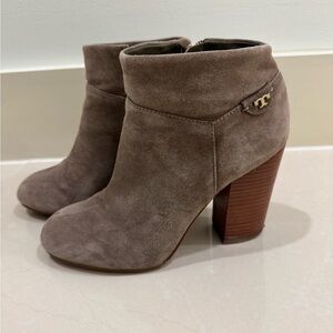 Tory Burch Taupe Suede Ankle Booties